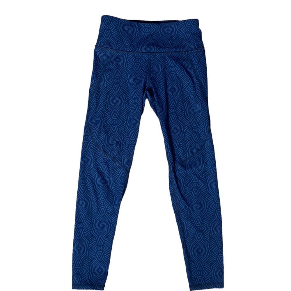 Sweaty Betty London the power leggings blue/black xs workout gym patterned
